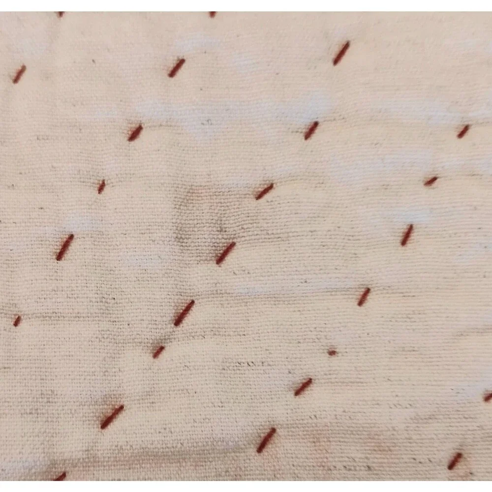 Pottery Barn Nellie Pick Stitch Red & Cream Reversible King Quilt & 2 Shams
